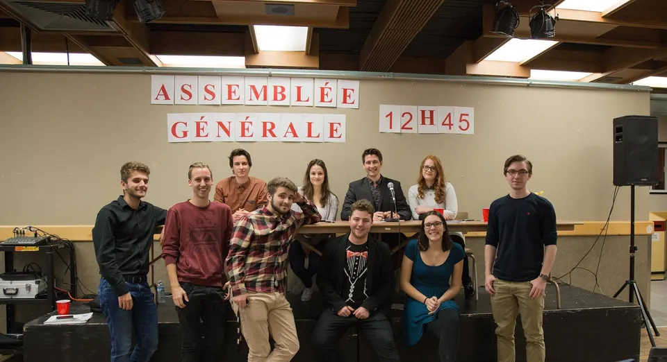 The executive of the Cégep student union at the yearly general assembly.